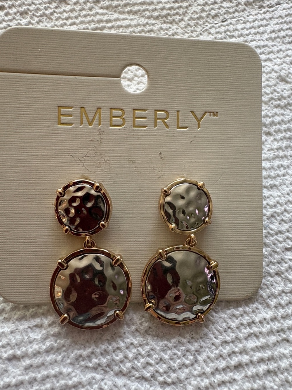 Kohl's Emberly Gold-Tone Hammered Double Drop Earrings